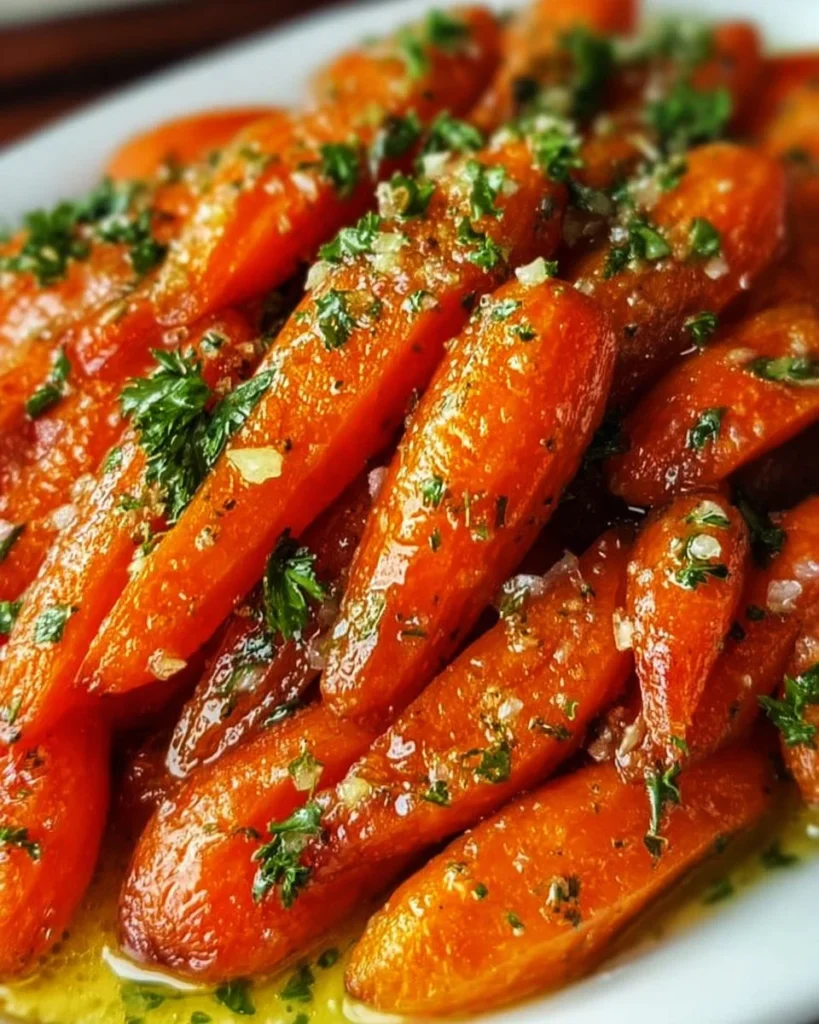 Delicious glazed carrots garnished and ready to serve