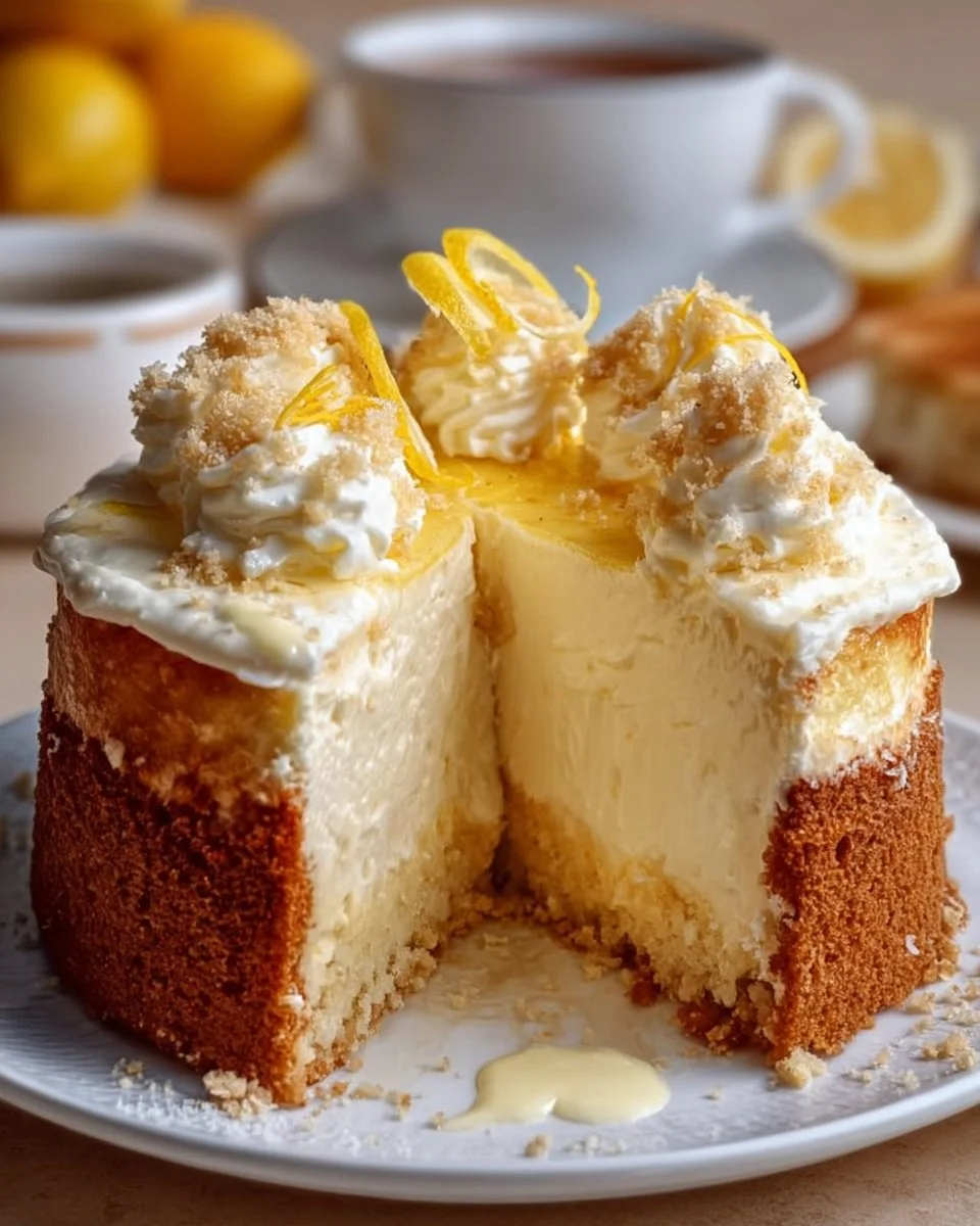 Heavenly lemon cheesecake cake with a creamy and zesty topping
