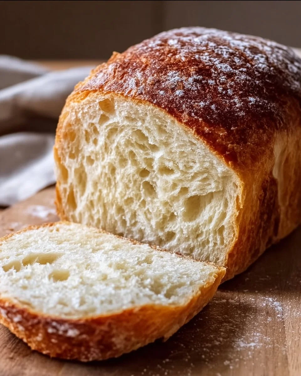 Homemade no-knead sandwich bread fresh out of the oven