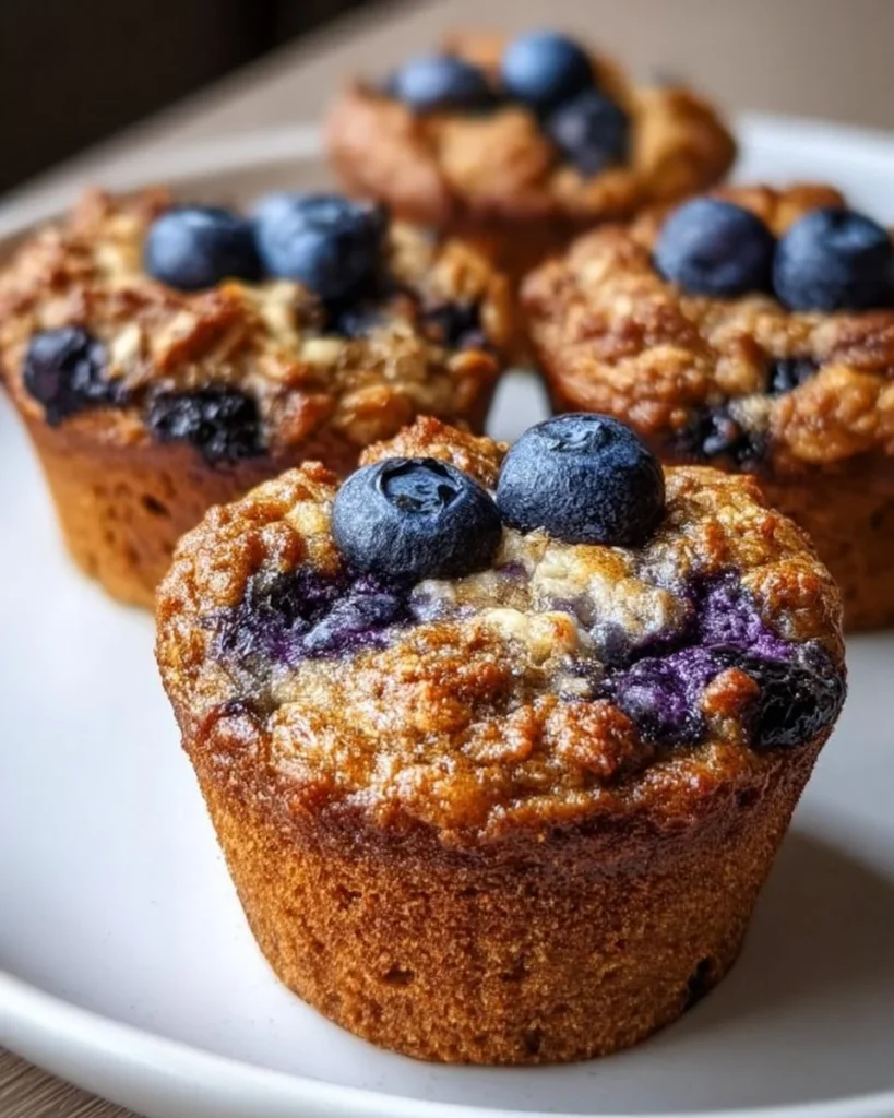 Delicious protein-packed blueberry cottage cheese muffins on a table