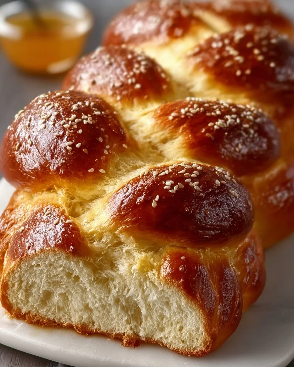 Deliciously soft and buttery challah bread loaf fresh from the oven