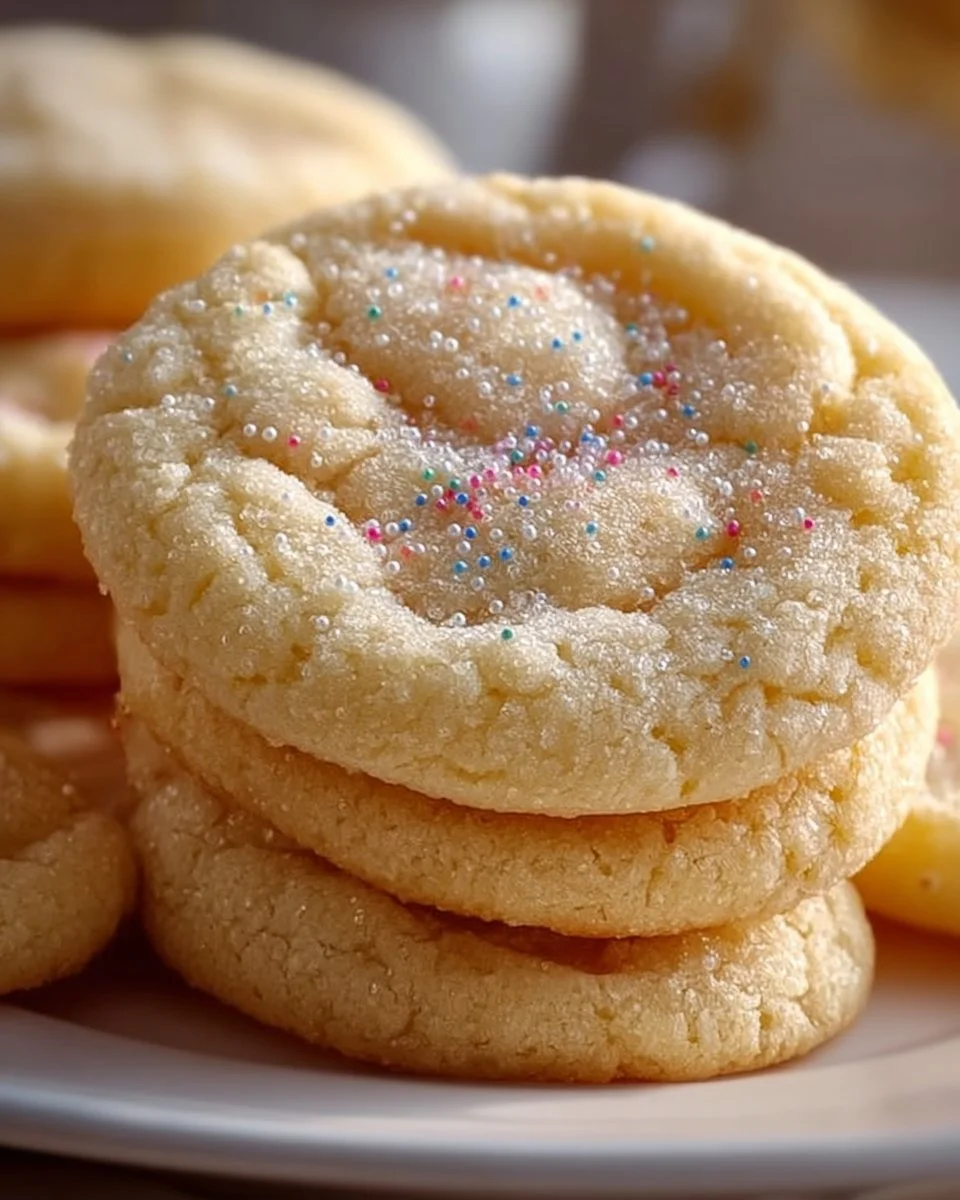 Soft and chewy sugar cookies on a baking sheet, ready to be enjoyed.