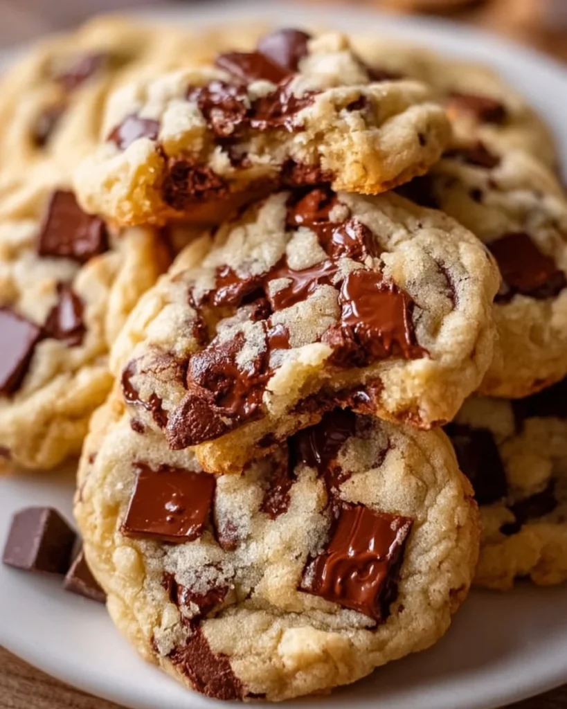 Softbatch cream cheese chocolate chip cookies on a plate