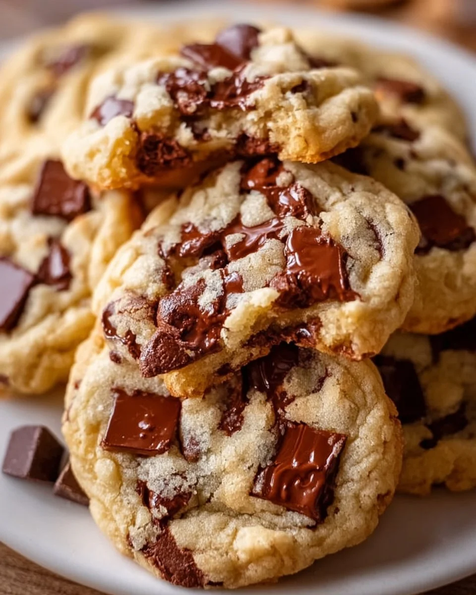 Softbatch cream cheese chocolate chip cookies on a plate