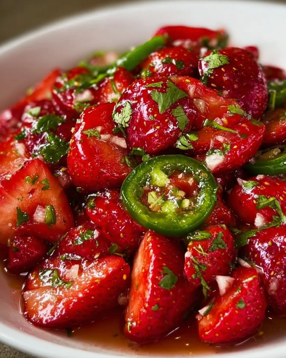 Strawberry Jalapeño Cowboy dish with vibrant strawberries and jalapeños