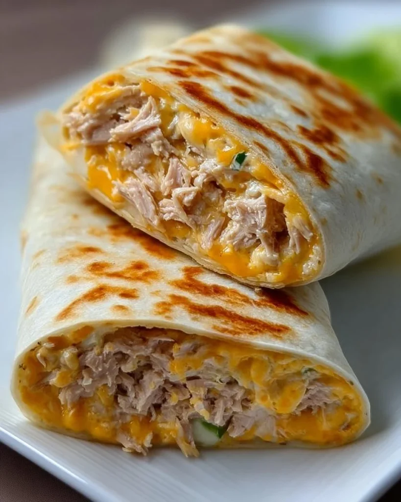 Delicious Tuna Melt Wrap loaded with savory tuna and melted cheese