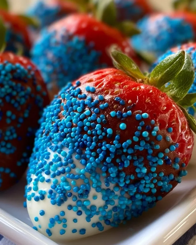 Fresh chocolate coated strawberries on a white plate