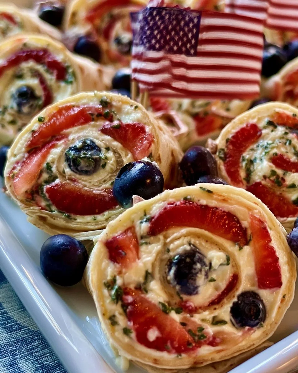Cream cheese pinwheels arranged on a platter as a delightful appetizer.