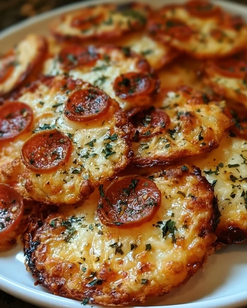 Delicious Pepperoni Cheese Crisps for a low-carb snack option