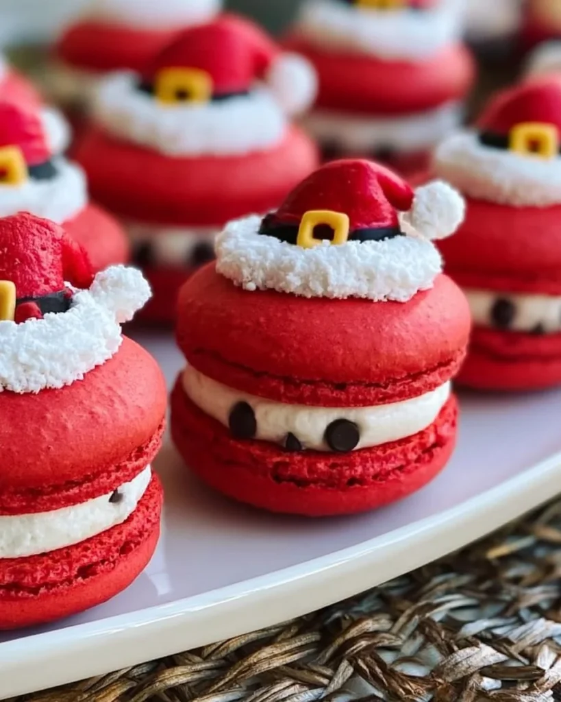 Delicious Santa Macarons decorated for the holiday season