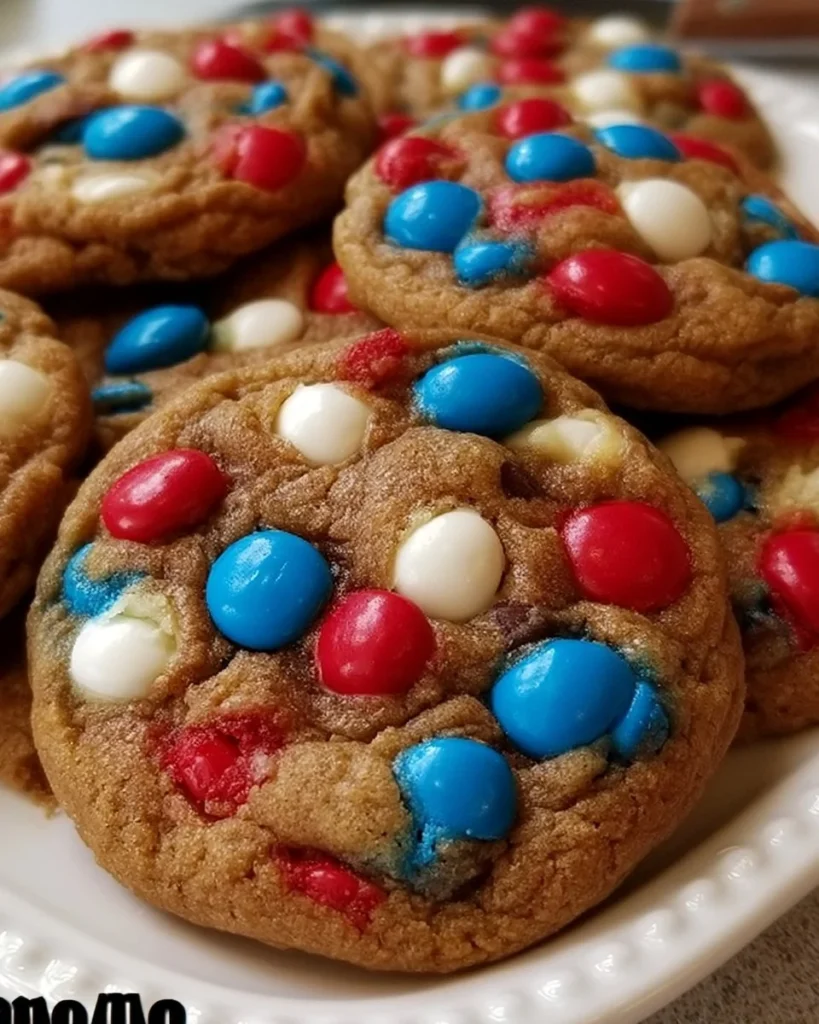 Colorful July cookies for 4th of July celebrations.
