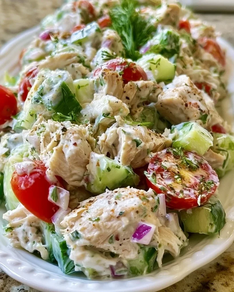 Delicious Cucumber Chicken Salad with fresh ingredients