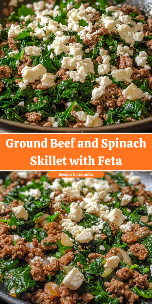 Ground Beef and Spinach Skillet with Feta